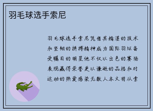 羽毛球选手索尼